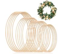 Sporgo 20 Anillos de Madera para Manualidades - 4 Tamaños para Atrapasueños, Macramé, Corona de Boda, Floristería - Accesorios de Bambú