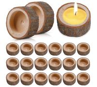 Sporgo 24 portavelas de té de madera: candelabros de madera redondos personalizados, portavelas votivas vintage, para bodas, Navidad, San Valentín, decoración de mesa, cumpleaños