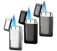 Sporgo 3 mecheros mini de tormenta: resistente al viento, doble llama de chorro, con ventana visible, rellenable, regalo para hombres y mujeres (sin gas)