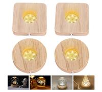 Sporgo 4 piezas LED de madera: base de luz ajustable, 3 colores, interruptor, para bolas de cristal, joyas, acrílico y resina