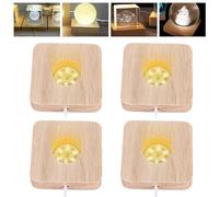 Sporgo 4 piezas LED de madera: base de madera con cable de interruptor USB, base de luz LED ajustable en 3 colores, soporte de exhibición iluminado cuadrado para bolas de cristal, joyas de cristal,