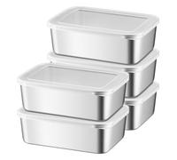 Sporgo 5 piezas de tarros herméticos con tapa: tarros herméticos de acero inoxidable de 1100 ML, tarros para congelar reutilizables, tarros de almacenamiento, caja de conservación para la cocina, para