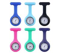 Sporgo 6 relojes de enfermera con clip: reloj de enfermera funda de silicona elástica reloj de bolsillo reloj de bolsillo reloj de pulsera analógico de cuarzo accesorios de cuidado para enfermeras y