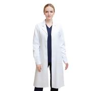 Sporgo Bata de laboratorio para mujeres y hombres: bata blanca para médico, bata química, abrigo de laboratorio con botones y 3 bolsillos, manga larga, abrigo de medicina, ropa protectora para