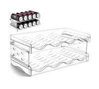 Sporgo Botellero para frigorífico, organizador: 8 botellas apilable, soporte para botellas de vino, soporte de plástico, estante para latas, soporte transparente para botellas, frigorífico para cocina