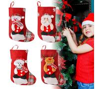 Sporgo Calcetín grande de Navidad: juego de 4 botas de Papá Noel para rellenar, colgante de decoración navideña, bolsa de regalo para colgar chimeneas, paredes, escaleras, árboles de Navidad