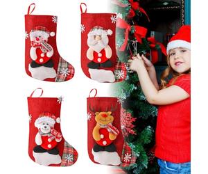 Sporgo Calcetín grande de Navidad: juego de 4 botas de Papá Noel para rellenar, colgante de decoración navideña, bolsa de regalo para colgar chimeneas, paredes, escaleras, árboles de Navidad