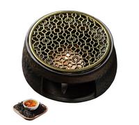 Sporgo Calientaplatos para tetera de cerámica: calentador de té con soporte para velas, calentador de café, calentador de tetera, calentador de tetera para café, té y leche, diseño de piedra
