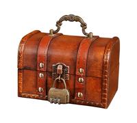 Sporgo Cofre del tesoro de madera vintage pequeño: cofre del tesoro con cerradura de combinación, cajas de madera pequeñas retro, cofre del tesoro para niños, caja de almacenamiento para niños, mini