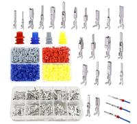 Sporgo Conector Pins Kit: 690 piezas de conectores de coche juego eléctrico 1/1,5/1,8/2,2/2,3/2,5/2,8/3,5 mm macho y hembra, terminal pin prensado y herramienta para remover sellos de cable (690)