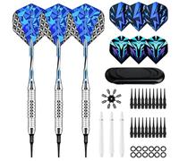 Sporgo Dardos con punta de plástico: 3 dardos profesionales blandos, juego de dardos para diana electrónica, dardos blandos con 20 puntas de plástico y anillos de goma antisueltos