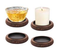 Sporgo Juego de 4 portavelas de madera: 8 cm de diámetro, posavasos de madera, para bodas, Navidad, decoración del hogar, decoración de mesa