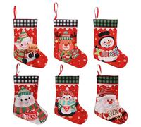 Sporgo Juego de 6 medias navideñas: medias de Papá Noel, botas de Papá Noel para rellenar y colgar, calcetín de Papá Noel, colgante de árbol de Navidad, decoración navideña para árbol de Navidad,