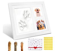 Sporgo Juego de huellas de perro y gato: marco de fotos 3D con 2 fotos y huellas de patas, giratorio 360°, juego de soporte, marco de fotos de madera para perros o propietarios de gatos (con paquete