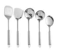 Sporgo Juego de utensilios de cocina de acero inoxidable: juego de 5 utensilios de cocina de acero inoxidable, juego de cucharones de cocina, utensilios de cocina con cucharón, espumadera, espátula