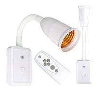 Sporgo Lámpara de enchufe E27 con mando a distancia: portalámparas E27 con interruptor 360°, lámpara de pared con cuello de cisne flexible, LED, para dormitorio, oficina