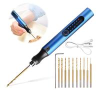 Sporgo Mini taladro eléctrico recargable de 3 velocidades con 10 brocas y broca para hacer joyas de resina de madera, placa de circuito impreso