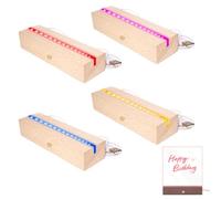 Sporgo Pedestal de madera LED - 7 colores base de pantalla rectangular con luces USB e interruptor para bricolaje placas acrílicas