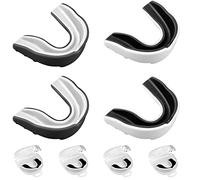 Sporgo Protectores bucales deportivos boxes: 4 protectores bucales para adultos y niños con 4 cajas protectoras portátiles, protectores bucales deportivos para artes marciales MMA boxeo hockey kickboxing rugby, negro y blanco