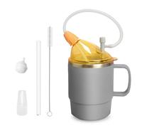 Sporgo Taza con pico para personas mayores: vaso de 500 ml con pajita de 30 cm, vaso a prueba de fugas, vaso con tapa, para ancianos, discapacidades, convalecencia, ayuda para el embarazo