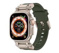 Sport Band for Apple Watch Ultra 2/Apple Watch Ultra Bands 49mm 45mm 44mm 42mm for Man, Durable Liquid Silicone Rubber Band with Metal Connector iWatch Ultra 9 8 7 6 5 4 3 SE(Titanium Adapter-Green)