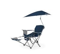 Sport-Brella Silla de playa con compartimento térmico, plegable y ligera de 76cm, ideal para camping, festivales y relajación junto al agua - Protección UV, fácil de transportar - Azul medianoche