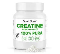 Sport Done - Creatina Monohidrato en Polvo | 500g | 166 servicios | Sin gluten ni aceite de palma | 100% pura | Uso antes del entrenamiento | Formato de larga duración