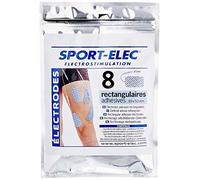 Sport-Elec - Electrodos rectangulares (8 Unidades, 89 x 50 mm), Color Azul y Blanco