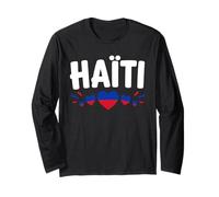 Sport Haïtien Foot Equipe Simple Amour Supporter Haïti Manga Larga
