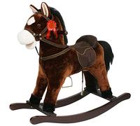 Sport1 -Caballo balancín Rodeo de Madera y Suave Tejido con Efectos de Sonido, Color marrón Oscuro