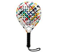 Sport1 Pala de pádel Winner 100% Fibra de Carbono Forma Redonda, Pala reactiva y Resistente Ideal para Jugadores con Golpes potentes. Blanca con fantasía, única, 704100066, Talla única