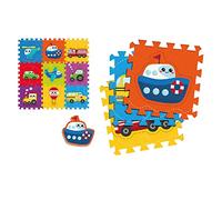 Sport1 Tappeto Bambini Quadrotti Veicoli, Alfombra Infantil Madmat Mega Cuadrados Vehículos Unisex niños, Multicolore, 15.5 EU