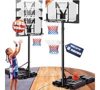 SPORTANA® Canasta Baloncesto Exterior Altura Regulable 135-305 cm con Soporte Portátil Resistente Intemperie Base Rellenable 60 kg 2 Ruedas Estable Aro Amortiguador Ø45 cm Niños Adultos