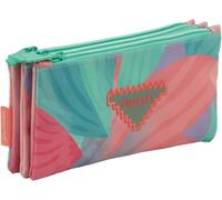 Sportandem Tandem Estuche Escolar con 3 Bolsillos Independientes, Cierre de Cremallera, Color Rosa y Verde, Capacidad 1 L, 24,5×9,5×4 cm