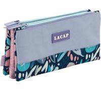 Sportandem Tandem Estuche Escolar con Tres Bolsillos Independientes, Cierre de Cremallera, 1 L, 24,5×11×4 cm, Azul/Lila/Rosa