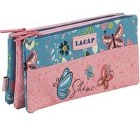 Sportandem Tandem Estuche Escolar con Tres Bolsillos Independientes y Apertura Superior, Azul Rosa, Capacidad 1 L, 24,5×11×4 cm