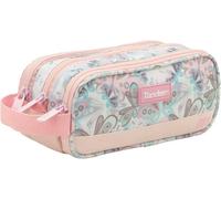 Sportandem Tandem Estuche Escolar con Triple Cuerpo Independiente, Sistema de Cremallera, asa Lateral, Rosa, Capacidad 1 L, 22,5×9,5×8 cm