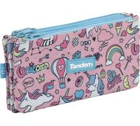 Sportandem Tandem Estuche Escolar Portatodo 3 Bolsillos Independientes, Poliéster, 24,5 x 11 x 4 cm, Unicornio Magic
