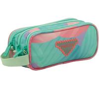 Sportandem Tandem Estuche Escolar Triple con Cremallera, Rosa y Verde, Capacidad 1 L, 22,5×9,5×8 cm, asa Lateral