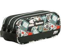 Sportandem Tandem Estuche portatodo Triple con Cremallera, Negro Gris y Rojo, Capacidad 1 L, 22,5×9,5×8 cm