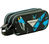 Sportandem Tandem Estuche portatodo Triple Cuerpo con Cremalleras, Negro Azul Amarillo Gris, Capacidad 1 L, 22,5×9,5×8 cm