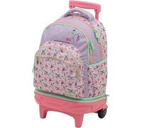 Sportandem Tandem mochila con carro desmontable lila rosa, 35 L, 2 compartimentos amplios, ruedas grandes silenciosas, bolsillo frontal organizador y lateral para botella