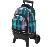 Sportandem Tandem Mochila con Carro Desmontable, Ruedas Grandes silenciosas, Capacidad 35 L, 2 Compartimentos amplios, Bolsillo Frontal con Organizador, Negro Turquesa Magenta