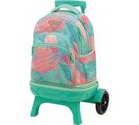 Sportandem Tandem Mochila con Carro Desmontable y Ruedas silenciosas, Rosa Verde, Capacidad 35 L, 2 Compartimentos amplios, Bolsillo Frontal con Organizador