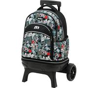 Sportandem Tandem mochila con ruedas desmontable, 2 compartimentos amplios, bolsillo frontal organizador y lateral para botella, 35 L, ruedas grandes silenciosas, negra/gris/roja