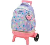Sportandem Tandem Mochila con Ruedas Desmontable 2 usos Carro Compacto antivuelco Lila Rosa 35 L 2 Compartimentos Grandes y Bolsillo para Botella