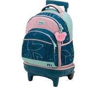 Sportandem Tandem mochila con ruedas desmontable azul marino rosa celeste, 35 L, 2 compartimentos amplios