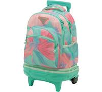 Sportandem Tandem Mochila con Ruedas Desmontable Privata Petals, 35 L, Estructura antivuelco, 2 Compartimentos amplios, Bolsillo Frontal Organizador, asa Acolchada, Rosa y Verde