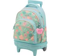 Sportandem Tandem mochila con ruedas desmontable y carro fijo, 35 L, doble compartimento amplio, ruedas grandes silenciosas, bolsillos frontal y lateral, ergonómica, verde pastel
