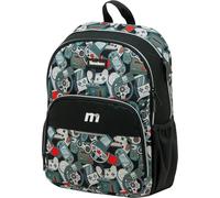 Sportandem Tandem mochila escolar de doble cuerpo adaptable a carro con espalda y tirantes acolchados, capacidad 13 L, negro gris rojo, 39,5 cm